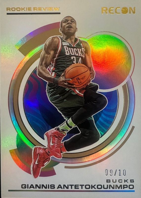 Giannis Antetokounmpo 2022 Recon #2 Rookie Review - Gold /10 PSA 9