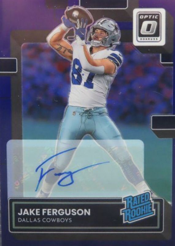 Jake Ferguson 2022 Optic #289 Rated Rookie Autographs - Purple /35 RAW