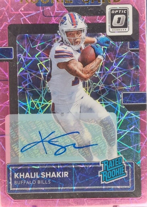 Khalil Shakir 2022 Optic #294 Rated Rookie Autographs - Pink Velocity /50 PSA 10