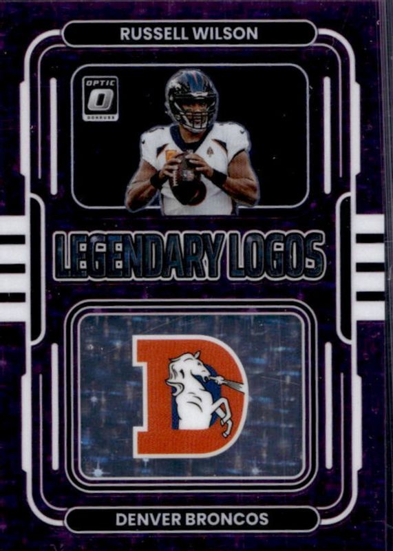 Russell Wilson 2022 Optic #LL-4 Legendary Logos - Purple Stars /25 PSA 10