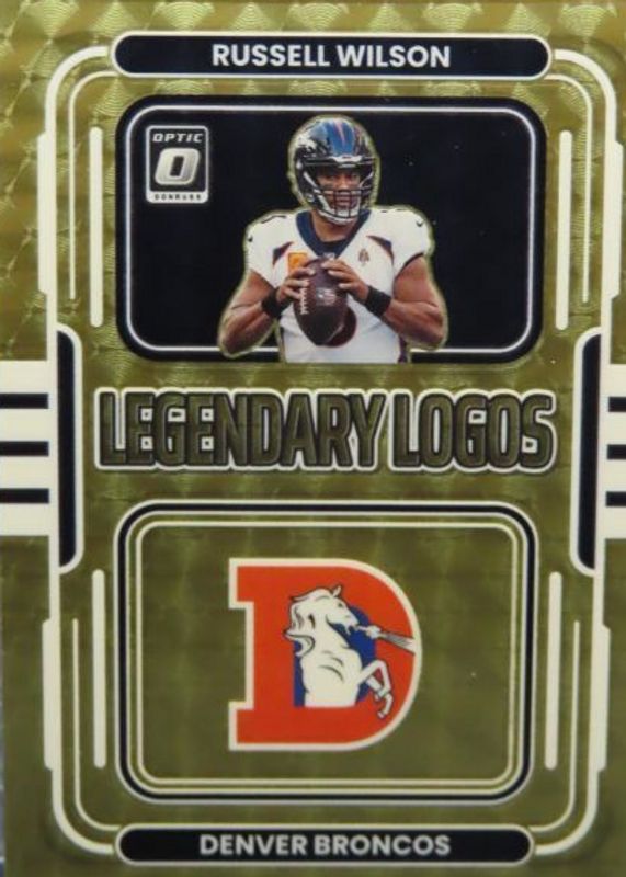 Russell Wilson 2022 Optic #LL-4 Legendary Logos - Gold Vinyl /1 PSA 10