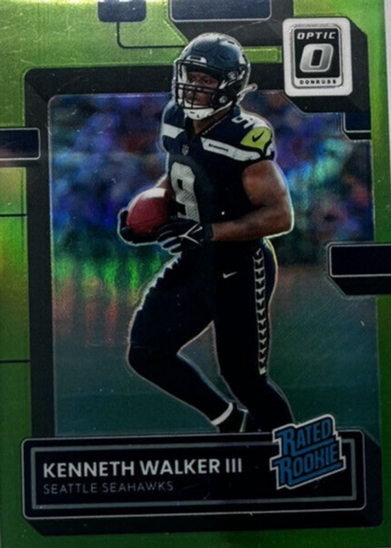 Kenneth Walker III 2022 Optic #218 Lime Green /35 Rookie PSA 10