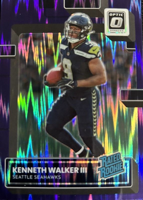 Kenneth Walker III 2022 Optic #218 Purple Shock Rookie PSA 10