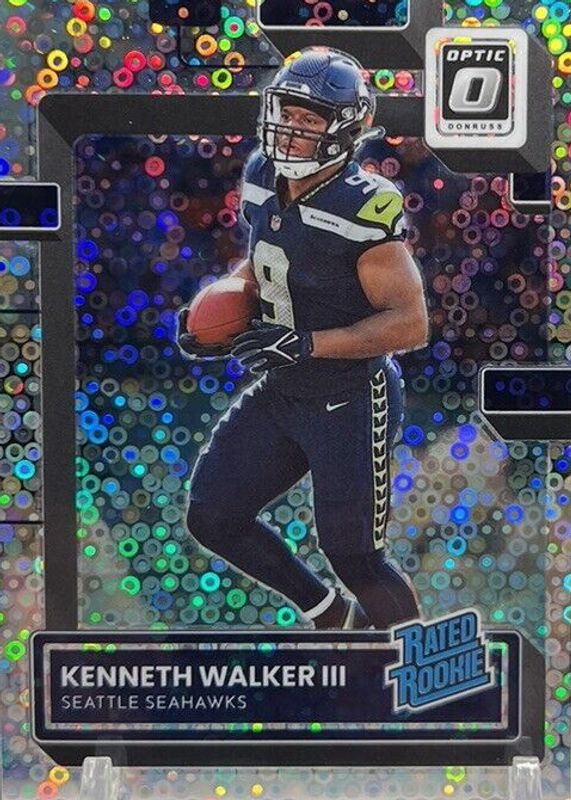 Kenneth Walker III 2022 Optic #218 Silver Circles /125 Rookie PSA 10