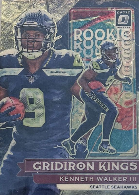 Kenneth Walker III 2022 Optic #RGK-14 Rookie Gridiron Kings - Gold Vinyl /1 Rookie SGC 10