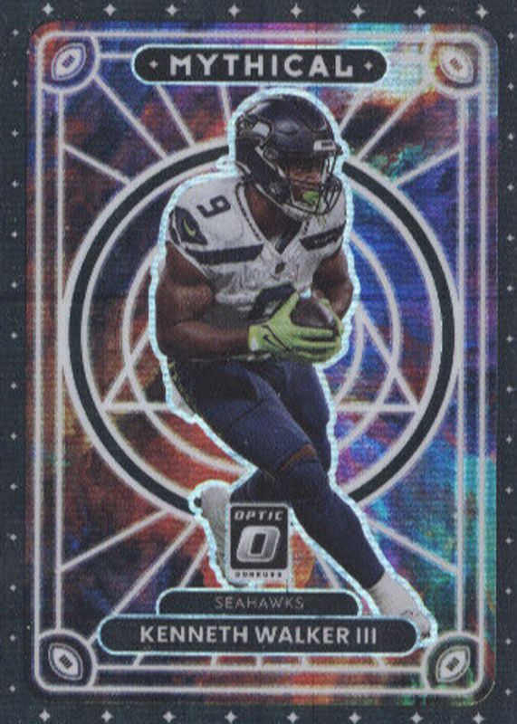 Kenneth Walker III 2022 Optic #M-24 Mythical - Black Pandora /25 Rookie BGS 9