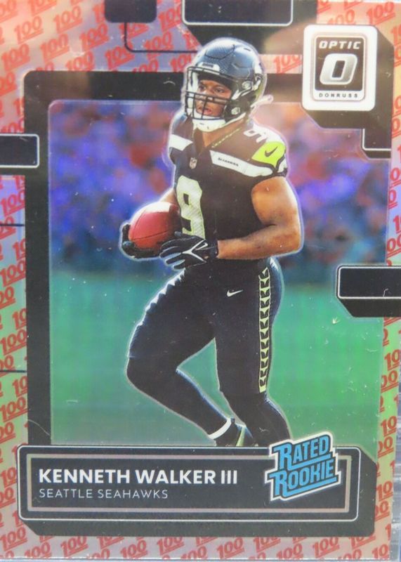 Kenneth Walker III 2022 Optic #218 One Hundred /(SSP) Rookie PSA 10