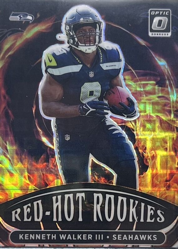 Kenneth Walker III 2022 Optic #RHR-7 Red Hot Rookies - Black Pandora /25 PSA 10