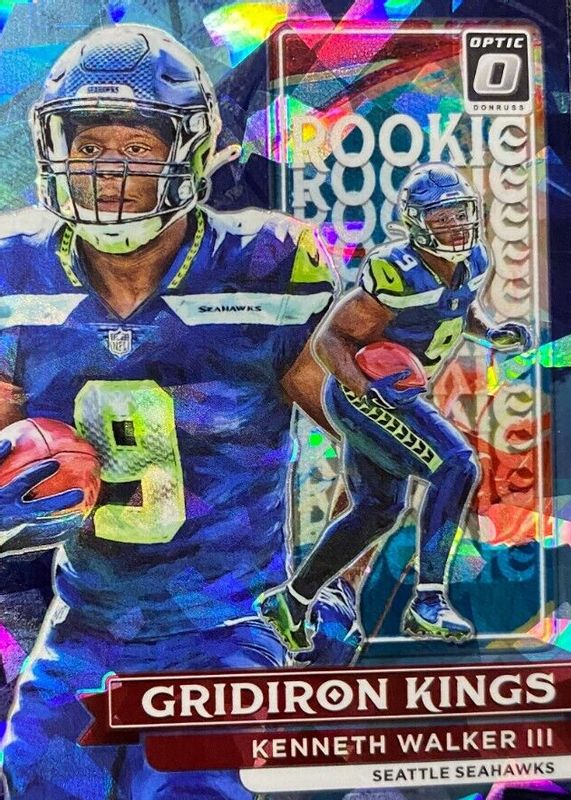 Kenneth Walker III 2022 Optic #RGK-14 Rookie Gridiron Kings - Ice /15 Rookie SGC 9.5