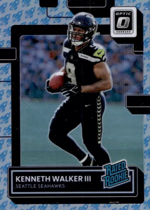 Kenneth Walker III 2022 Optic #218 Rocket /(SSP) Rookie PSA 10