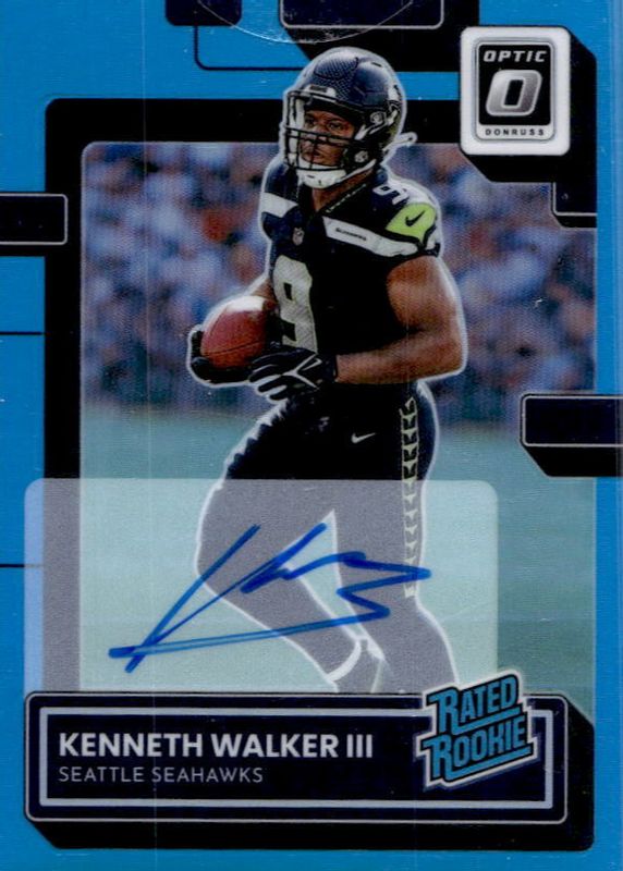 Kenneth Walker III 2022 Optic #218 Rated Rookie Autographs - Blue /99 RAW