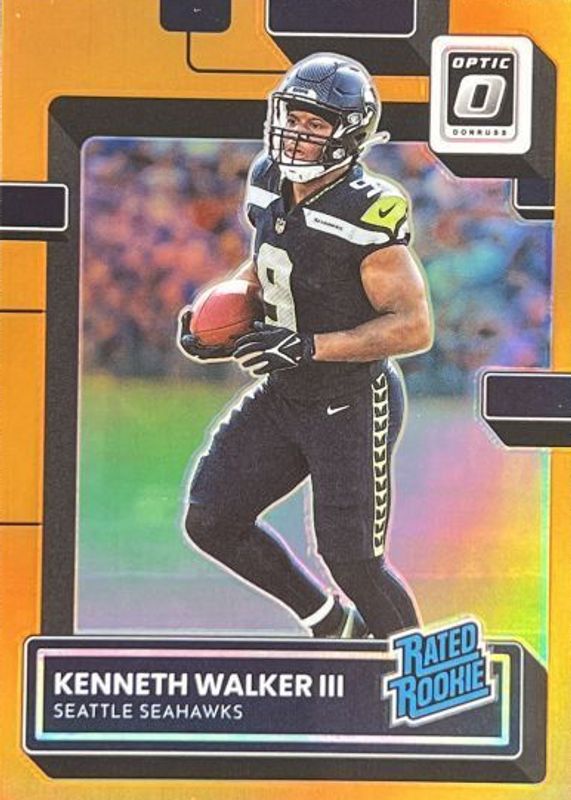 Kenneth Walker III 2022 Optic #218 Orange /199 Rookie PSA 10