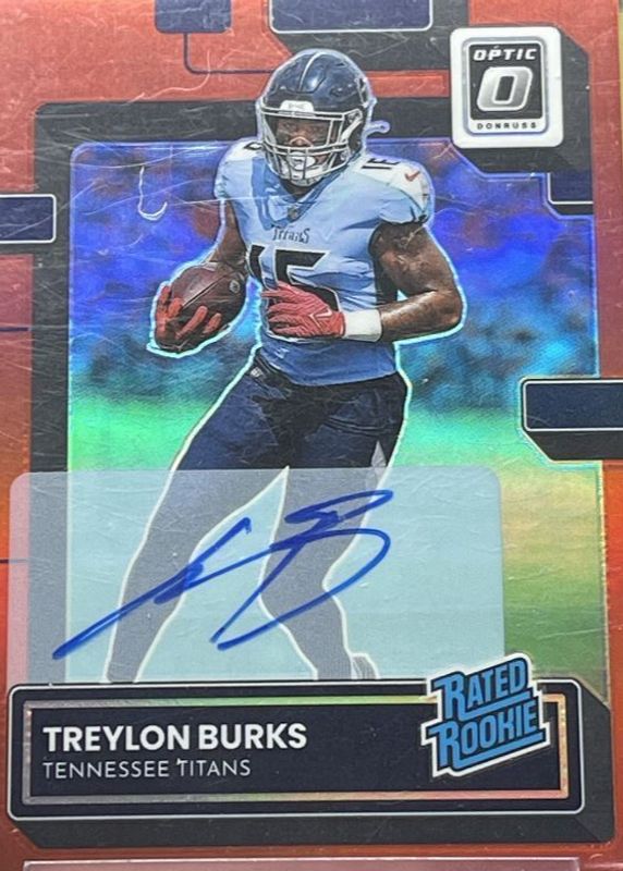 Treylon Burks 2022 Optic #212 Rated Rookie Autographs - Red /75 Rookie BGS 9.5