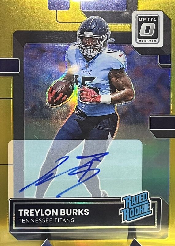 Treylon Burks 2022 Optic #212 Rated Rookie Autographs - Gold /10 Rookie PSA 10