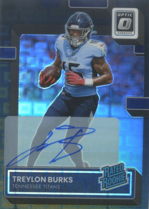 Treylon Burks 2022 Optic #212 Rated Rookie Autographs - Black Pandora /25 Rookie RAW