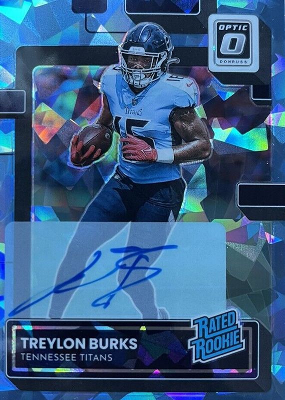 Treylon Burks 2022 Optic #212 Rated Rookie Autographs - Ice /15 PSA 10