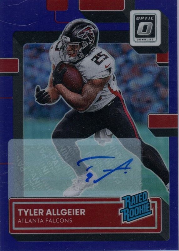 Tyler Allgeier 2022 Optic #278 Rated Rookie Autographs - Purple /35 Rookie SGC 10