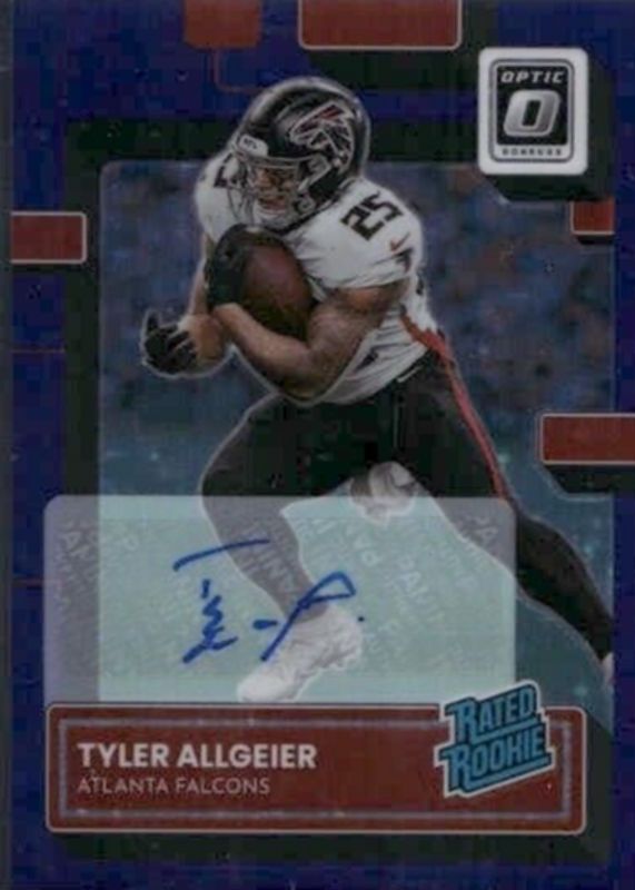 Tyler Allgeier 2022 Optic #278 Rated Rookie Autographs - Purple Stars (/25) PSA 10