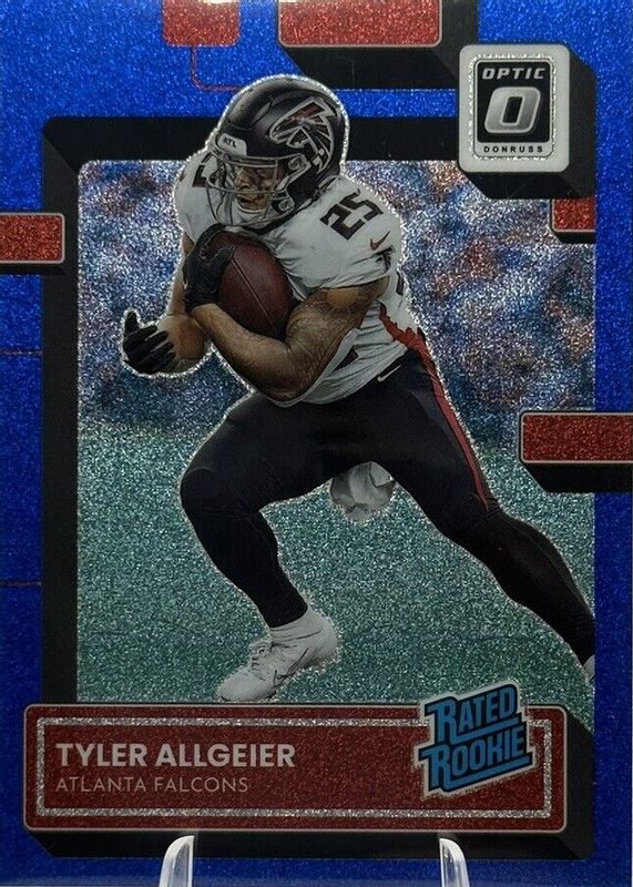 Tyler Allgeier 2022 Optic #278 Blue Glitter /(SSP) Rookie RAW