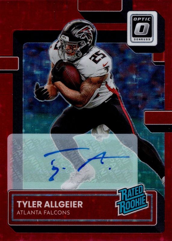 Tyler Allgeier 2022 Optic #278 Rated Rookie Autographs - Red Stars /11 Rookie PSA 10