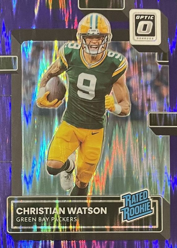 Christian Watson 2022 Optic #219 Purple Shock Rookie BGS 9.5