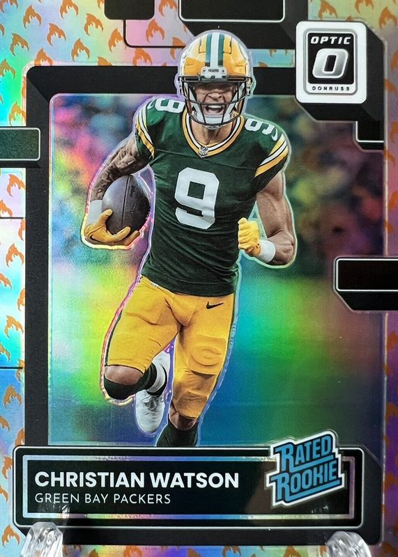 Christian Watson 2022 Optic #219 Fire /(SSP) Rookie RAW