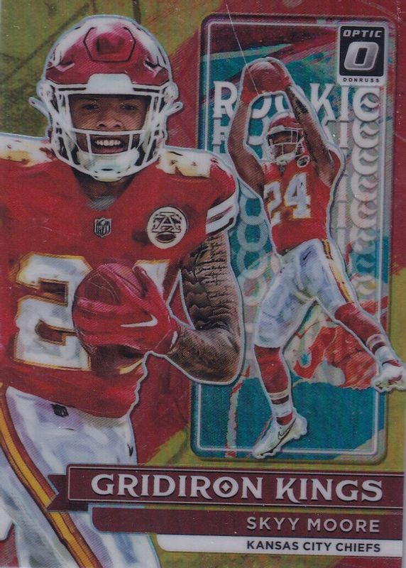 Skyy Moore 2022 Optic #RGK-16 Rookie Gridiron Kings - Gold /10 Rookie PSA 10