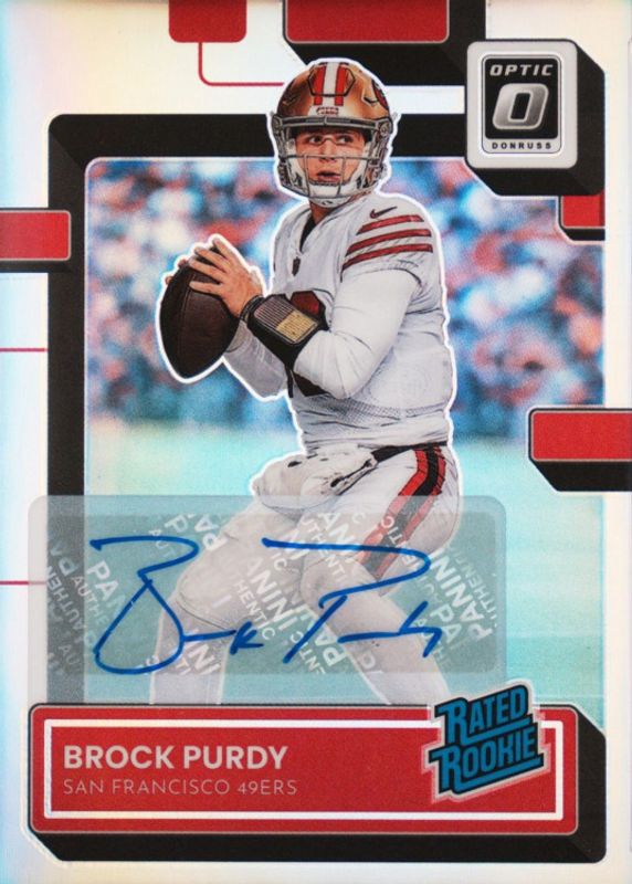 Brock Purdy 2022 Optic #277 Rated Rookie Autographs - Holo /125 Rookie PSA 9