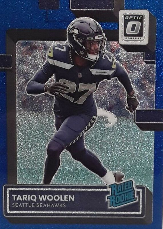 Tariq Woolen 2022 Optic #298 Blue Glitter /(SSP) Rookie PSA 10