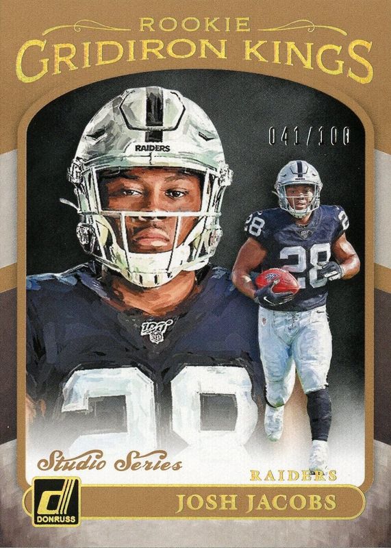 Josh Jacobs 2019 Donruss #RGK-8 Rookie Gridiron Kings - Studio Series /100 PSA 10