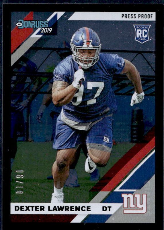 Dexter Lawrence 2019 Donruss #257 Press Proof Black /10 Rookie PSA 10