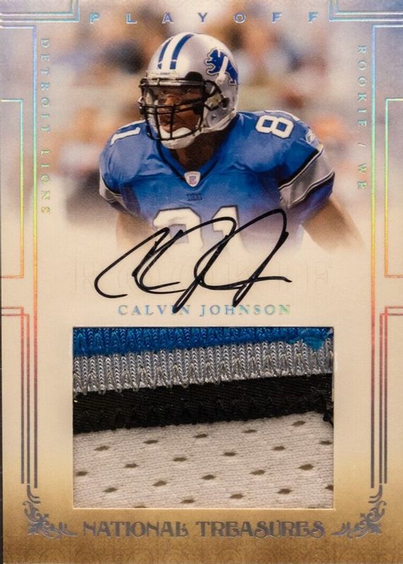 Calvin Johnson 2007 National Treasures #107 Rookie Patch Auto /99 PSA 10