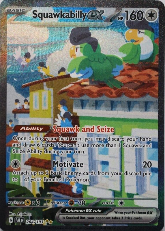 Squawkabilly ex 2023 Scarlet & Violet: Paldea Evolved #264/193 Special Illustration Rare RAW TCG (NEAR MINT)