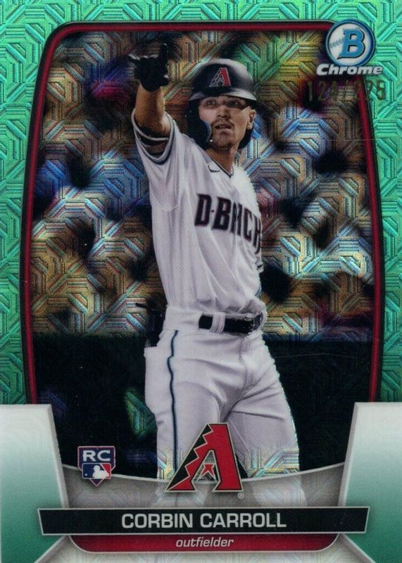 Corbin Carroll 2023 Bowman Mega Box #73 Chrome - Aqua Mojo Refractor /225 Rookie PSA 10