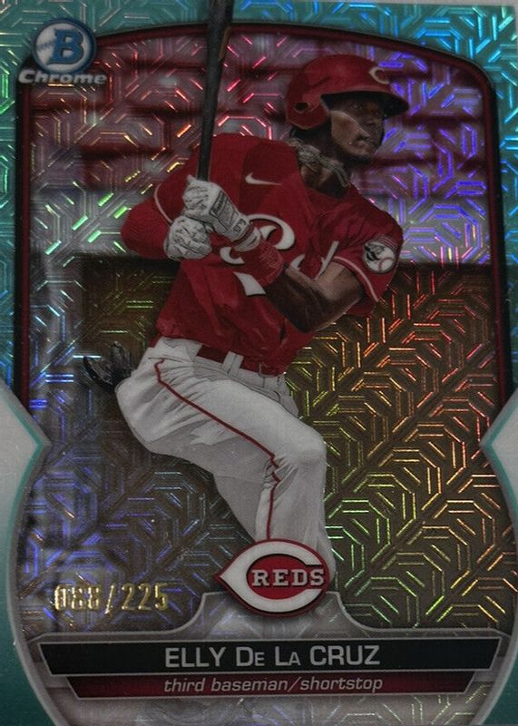 Elly De La Cruz 2023 Bowman Mega Box #BCP-65 Chrome Prospects - Aqua Mojo Refractor /225 RAW