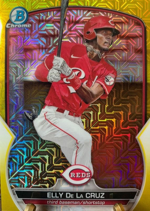 Elly De La Cruz 2023 Bowman Mega Box #BCP-65 Chrome Prospects - Yellow Mojo Refractor /75 PSA 9