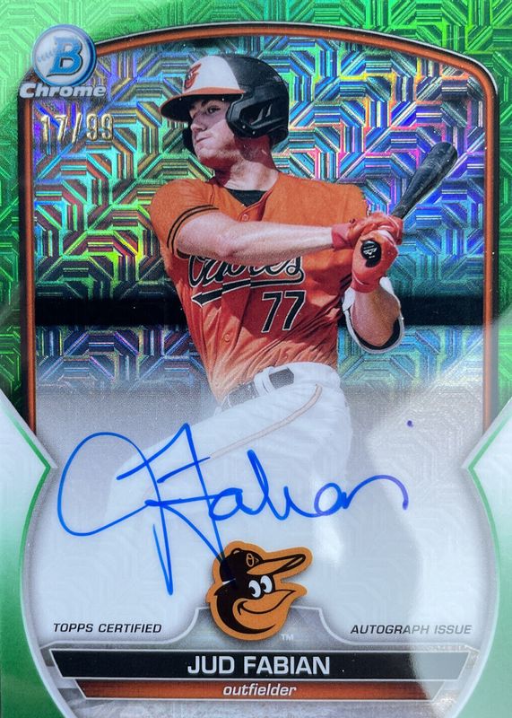 2023 Bowman Mega Box Chrome Prospect Autographs #BMA-Jf Jud Fabian Signed  Rookie Card – PSA GEM MT 10 on Goldin Auctions