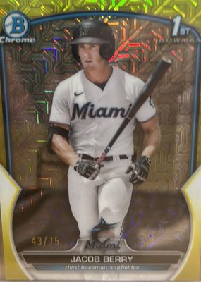 2023 Bowman Mega Box #BCP-108 Chrome Prospects - Yellow Mojo Refractor /75 (1st)