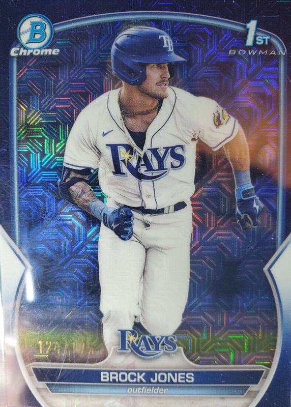 Brock Jones 2023 Bowman Mega Box #BCP-115 Chrome Prospects - Navy Mojo Refractor /175 (1st) RAW