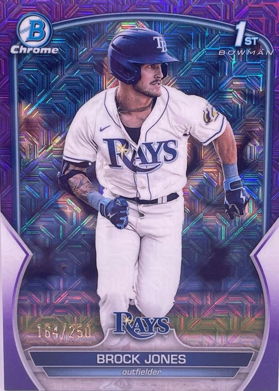 Brock Jones 2023 Bowman Mega Box #BCP-115 Chrome Prospects - Purple Mojo Refractor /250 (1st) PSA 10