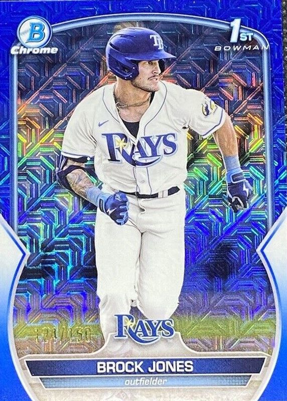 Brock Jones 2023 Bowman Mega Box #BCP-115 Chrome Prospects - Blue Mojo Refractor /150 (1st) PSA 9