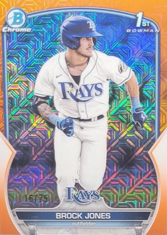 Brock Jones 2023 Bowman Mega Box #BCP-115 Chrome Prospects - Orange Mojo Refractor /25 (1st) RAW