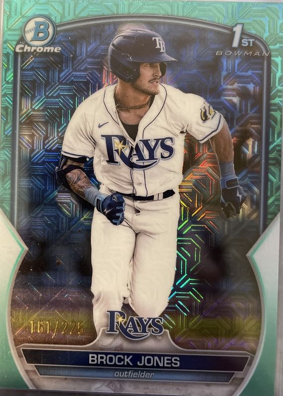 Brock Jones 2023 Bowman Mega Box #BCP-115 Chrome Prospects - Aqua Mojo Refractor /225 (1st) PSA 10