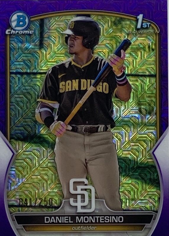 Daniel Montesino 2023 Bowman Mega Box #BCP-114 Chrome Prospects - Purple Mojo Refractor /250 (1st) RAW