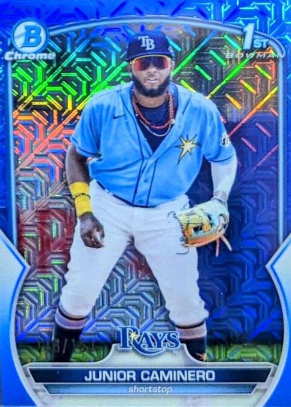 Junior Caminero 2023 Bowman Mega Box #BCP-61 Chrome Prospects - Blue Mojo Refractor /150 (1st) PSA 10