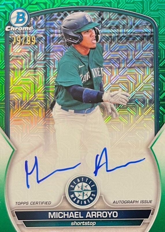 Michael Arroyo 2023 Bowman Mega Box #BMA-MA Chrome Prospect Auto - Green Mojo Refractor /99 RAW