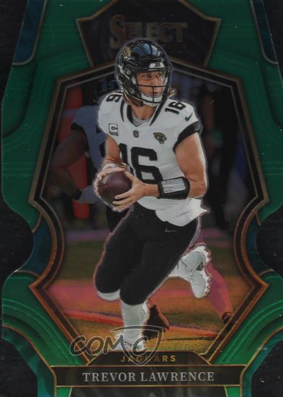 Trevor Lawrence 2022 Select #145 Premier Level Green Die-Cut /5 SGC 10