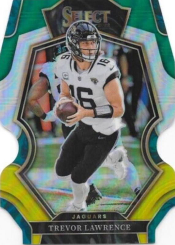 Trevor Lawrence 2022 Select #145 Premier Level Green & Yellow Die-Cut SGC 10