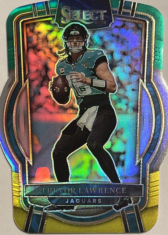 Trevor Lawrence 2022 Select #254 Club Level Green & Yellow Die-Cut BGS 9