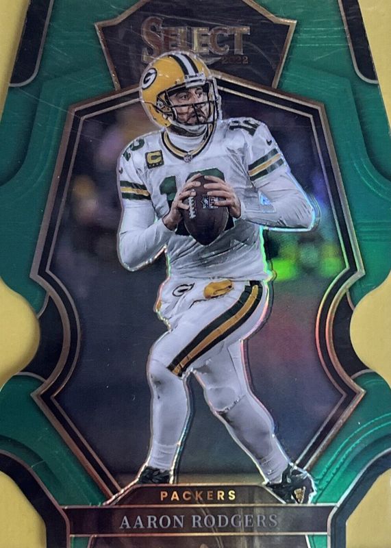 Aaron Rodgers 2022 Select #136 Premier Level Green Die-Cut /5 PSA 10